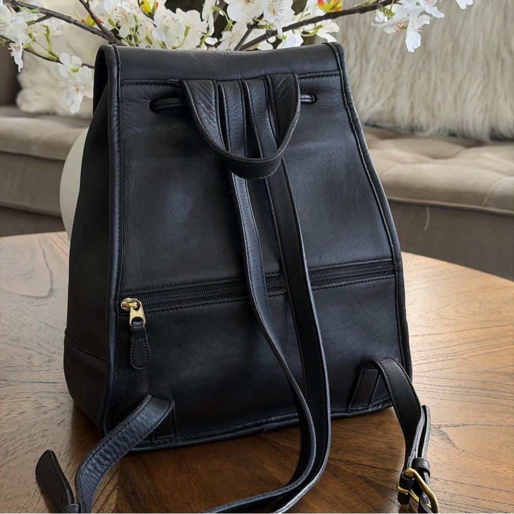 Vintage 90's Coach Black Leather Daypack 9791 Vtg Turnlock Backpack - Picture 7 of 16